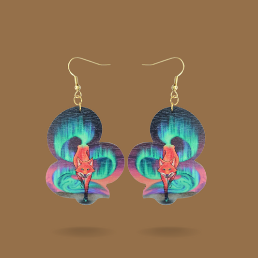 The Fire Fox – Wooden Earrings – The Totem Animal Collection