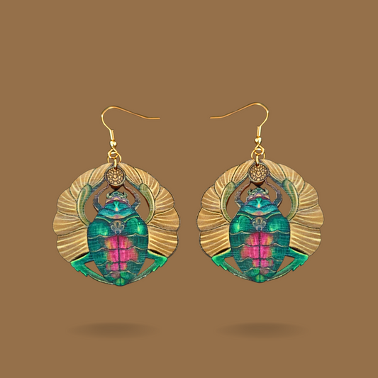 The Rose Chafer – Wooden Earrings – The Totem Animal Collection